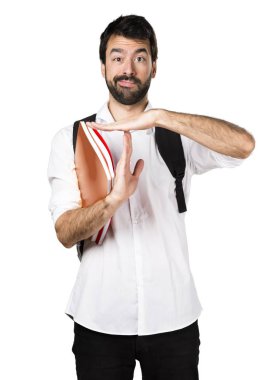 Zaman aşımı jest yaparak öğrenci adam