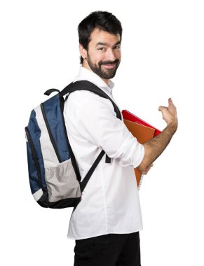 Öğrenci adam işaret arka