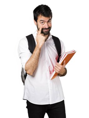 Bir şeyler gösteriyor öğrenci adam