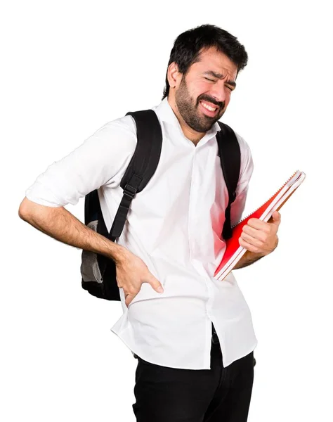 Siswa pria dengan sakit punggung — Stok Foto
