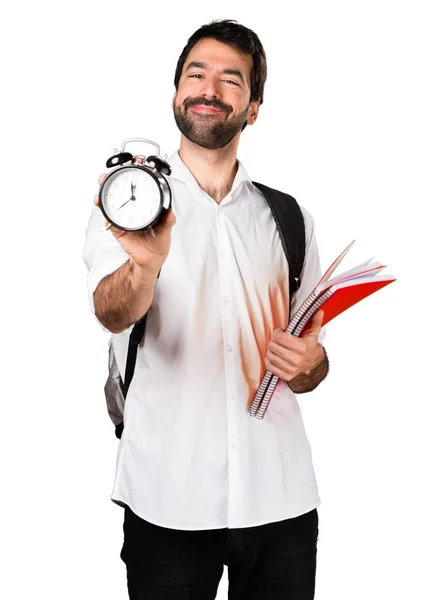 Studente uomo in possesso di orologio vintage — Foto Stock