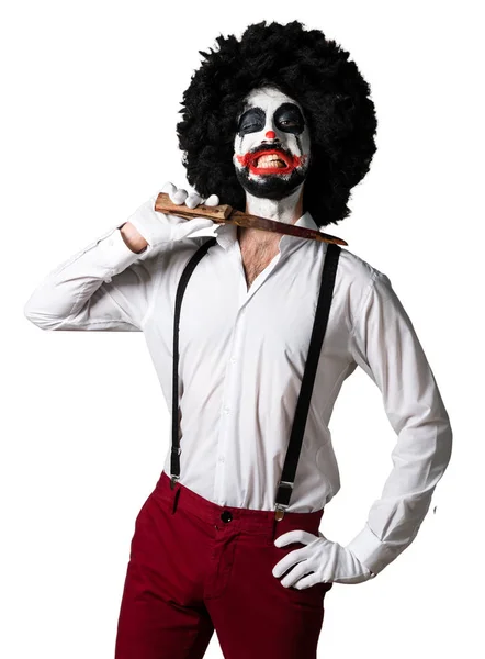 Killer-Clown mit Messer macht Selbstmordgeste — Stockfoto