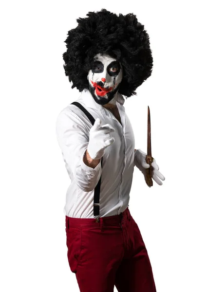Killer-Clown mit Messer schreit — Stockfoto