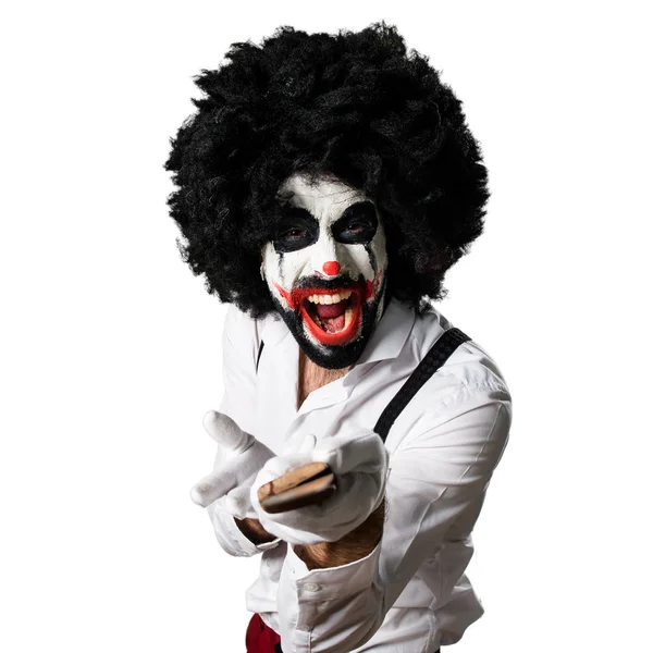 Killer-Clown mit Messer schreit — Stockfoto
