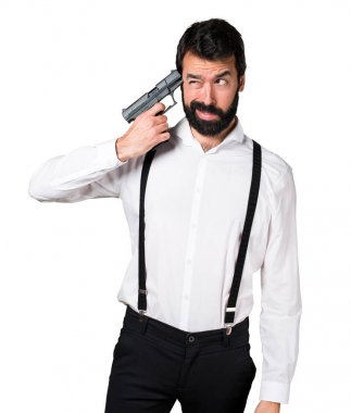 İntihar cometing sakallı hippi adam