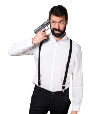 İntihar cometing sakallı hippi adam