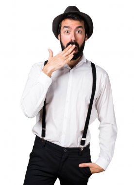 Sakallı sürpriz hipster adam