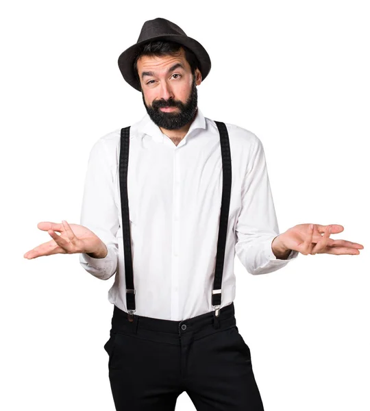 Hipster homem com barba fazendo gesto sem importância — Fotografia de Stock