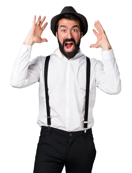 Frustrated hipster man with beard — Stock Photo, Image