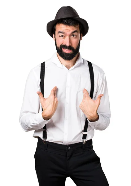 Hombre hipster sorprendido con barba —  Fotos de Stock