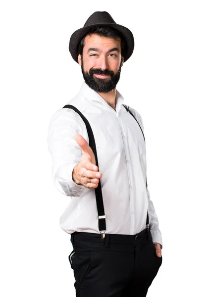 Hipster man with beard making a deal — Stock Photo, Image