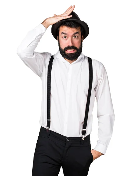 Hipster man with beard having doubts — Stock Photo, Image