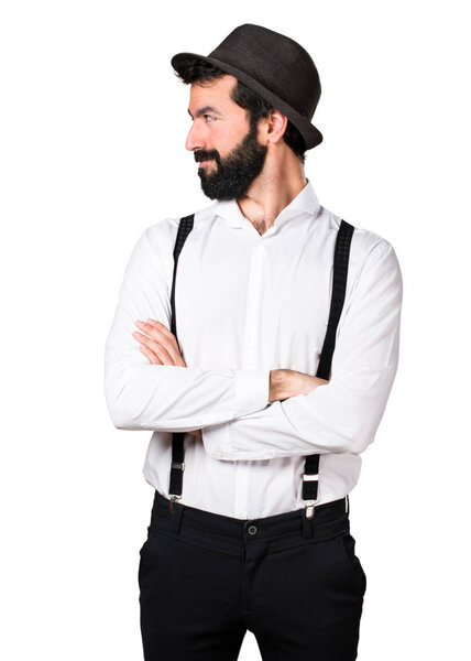 Hipster man with beard looking lateral