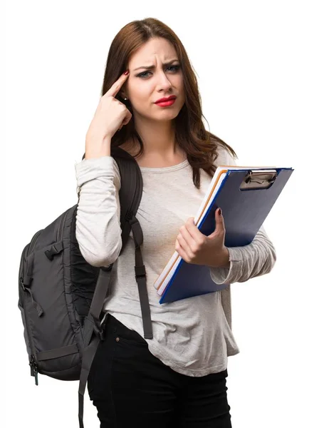 Student woman making crazy gesture — Stock Photo, Image