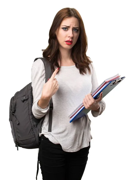 Estudiante mujer haciendo gesto sorpresa —  Fotos de Stock