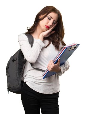 Öğrenci kadın yapma uyku jest