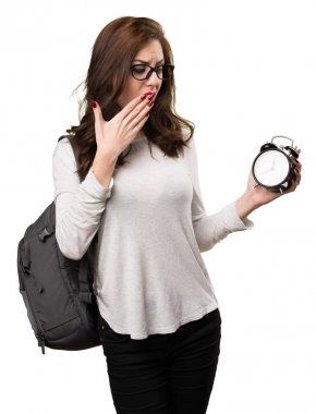 Vintage saat tutan öğrenci kadın