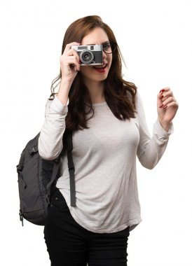 Bir kamera tutan öğrenci kadın