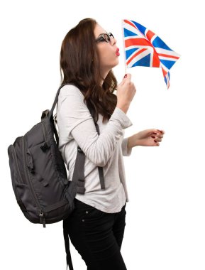 İngiltere bayrak tutan öğrenci kadın