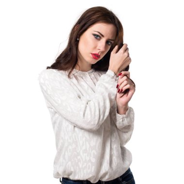 Güzel model kadın stüdyoda poz