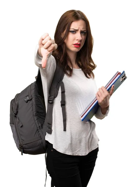 Estudiante haciendo mala señal — Foto de Stock