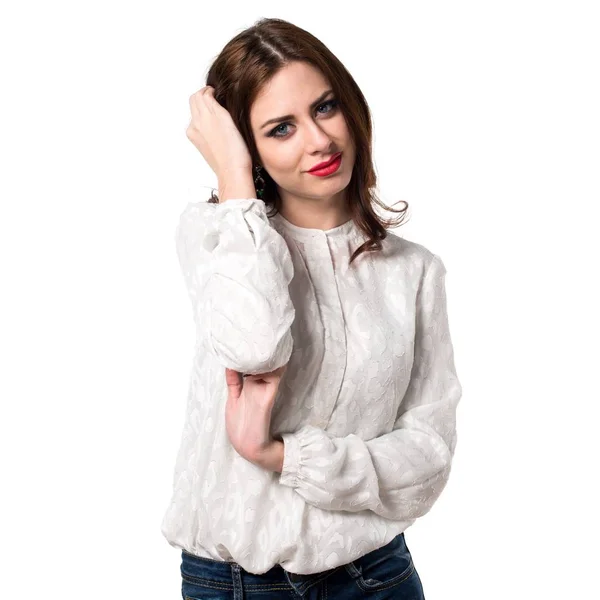 Beautiful model woman posing  in studio — Stock Photo, Image