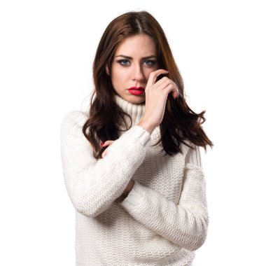 Güzel model kadın stüdyoda poz