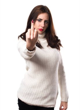 Güzel genç kız boynuz jest yapma