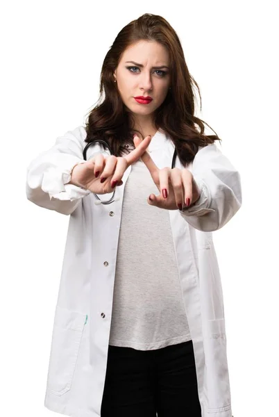 Läkare kvinna gör ingen gest — Stockfoto