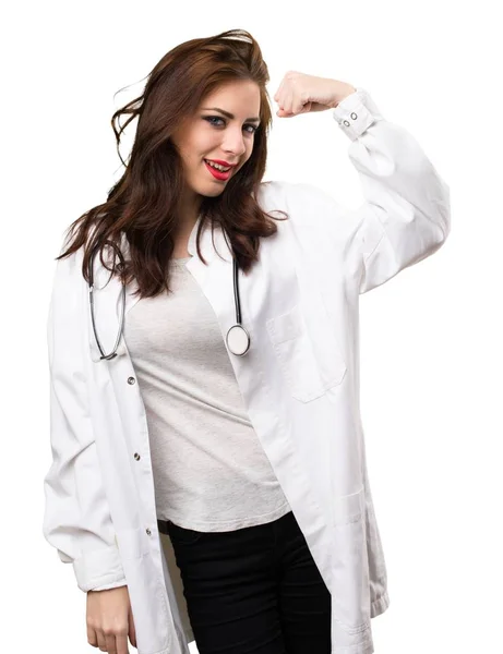 Γιατρός γυναίκα ισχυρή χειρονομία — Φωτογραφία Αρχείου