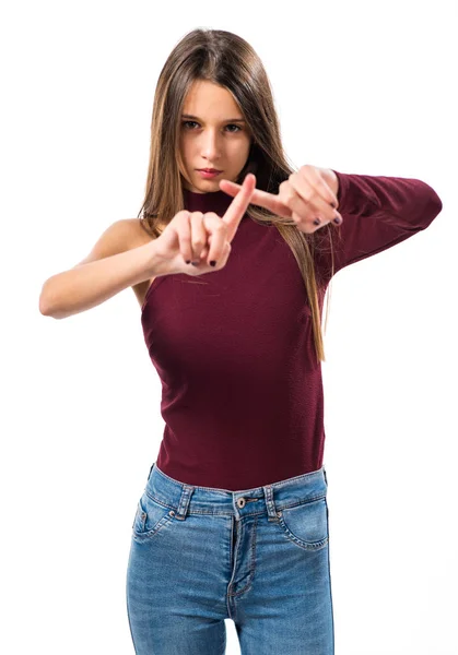 Молодая девушка-подросток не делает никаких жестов — стоковое фото