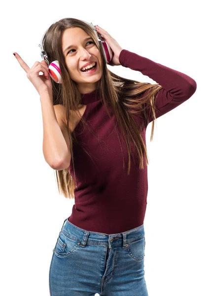 Young teenager girl listening music — Stock Photo, Image