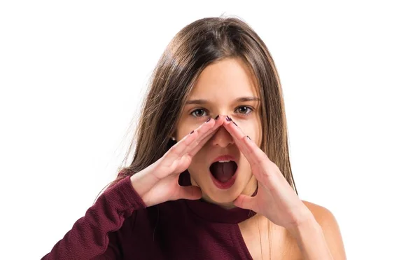 Jovem adolescente menina gritando — Fotografia de Stock