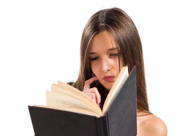 Young teenager girl reading book — Stock Photo, Image