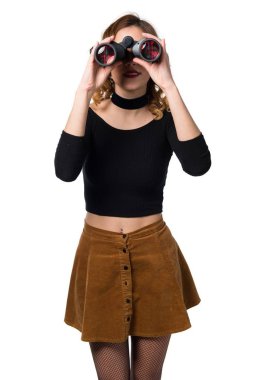 güzel genç kız ile dürbün