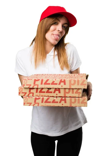 Pizzabote macht einen Witz — Stockfoto