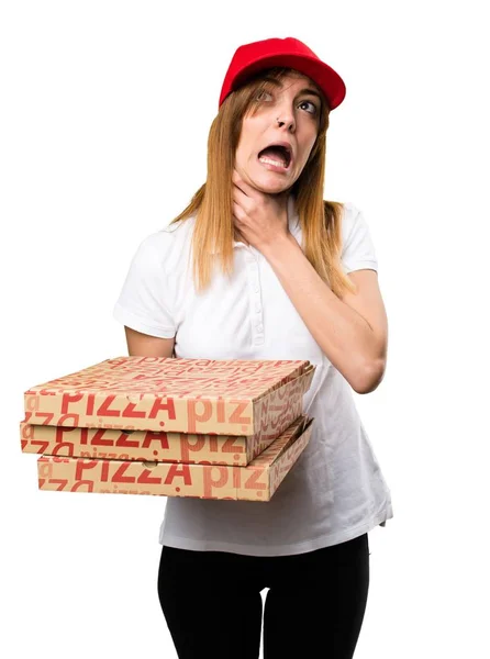 Πίτσα παράδοση γυναίκα πνιγμό τον εαυτό της — Φωτογραφία Αρχείου