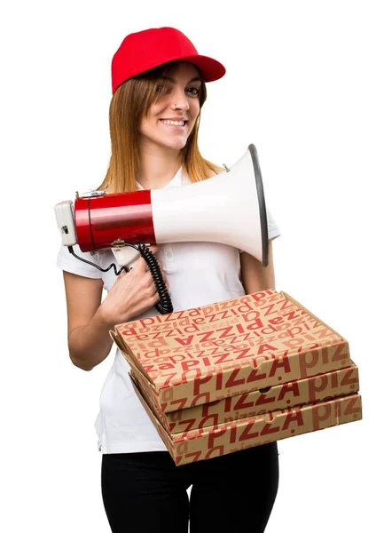 Pizzabote schrie per Megafon — Stockfoto