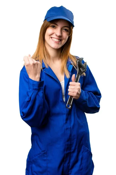 Menina bonita no fundo branco — Fotografia de Stock