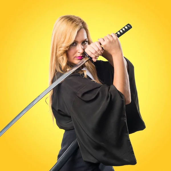 Donna vestita da samurai — Foto Stock