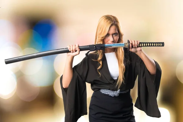 Donna vestita da samurai — Foto Stock
