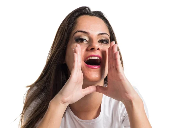 Young pretty girl shouting — Stock Photo, Image