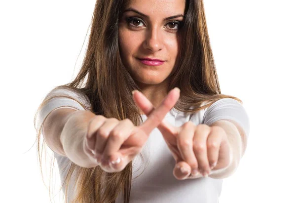 Joven bonita chica haciendo ningún gesto — Foto de Stock