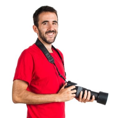 İzole arka plan üzerinde sakallı esmer adam