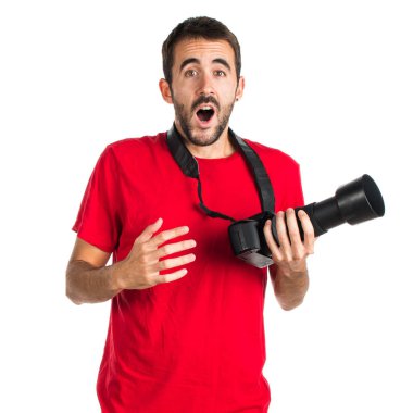 Fotoğrafçı adam yapma sürpriz jest