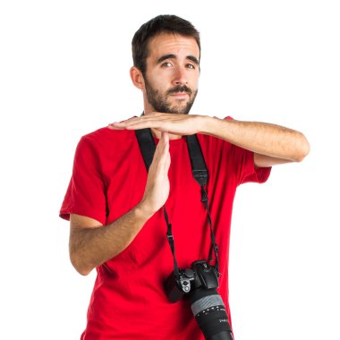 Fotoğrafçı adam saat hareketi yapma