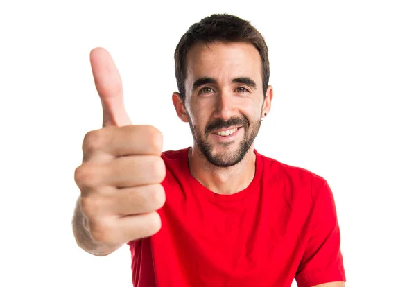Brunette man with thumb up — Stock Photo, Image