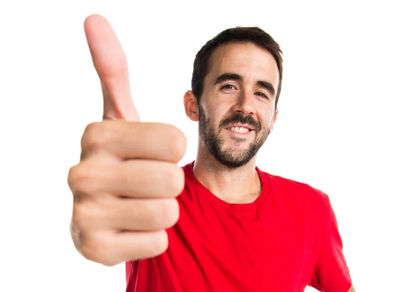 Brunette man with thumb up — Stock Photo, Image