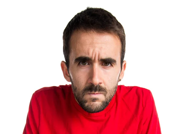 Brunette man with beard on isolated background — Stock Photo, Image