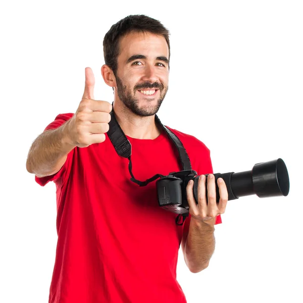 Photographer with thumb up — Stock Photo, Image